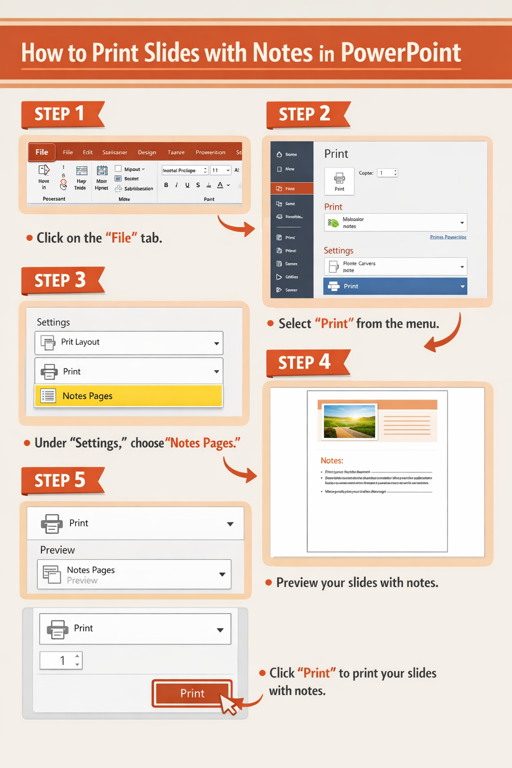 how to print slides with notes in powerpoint