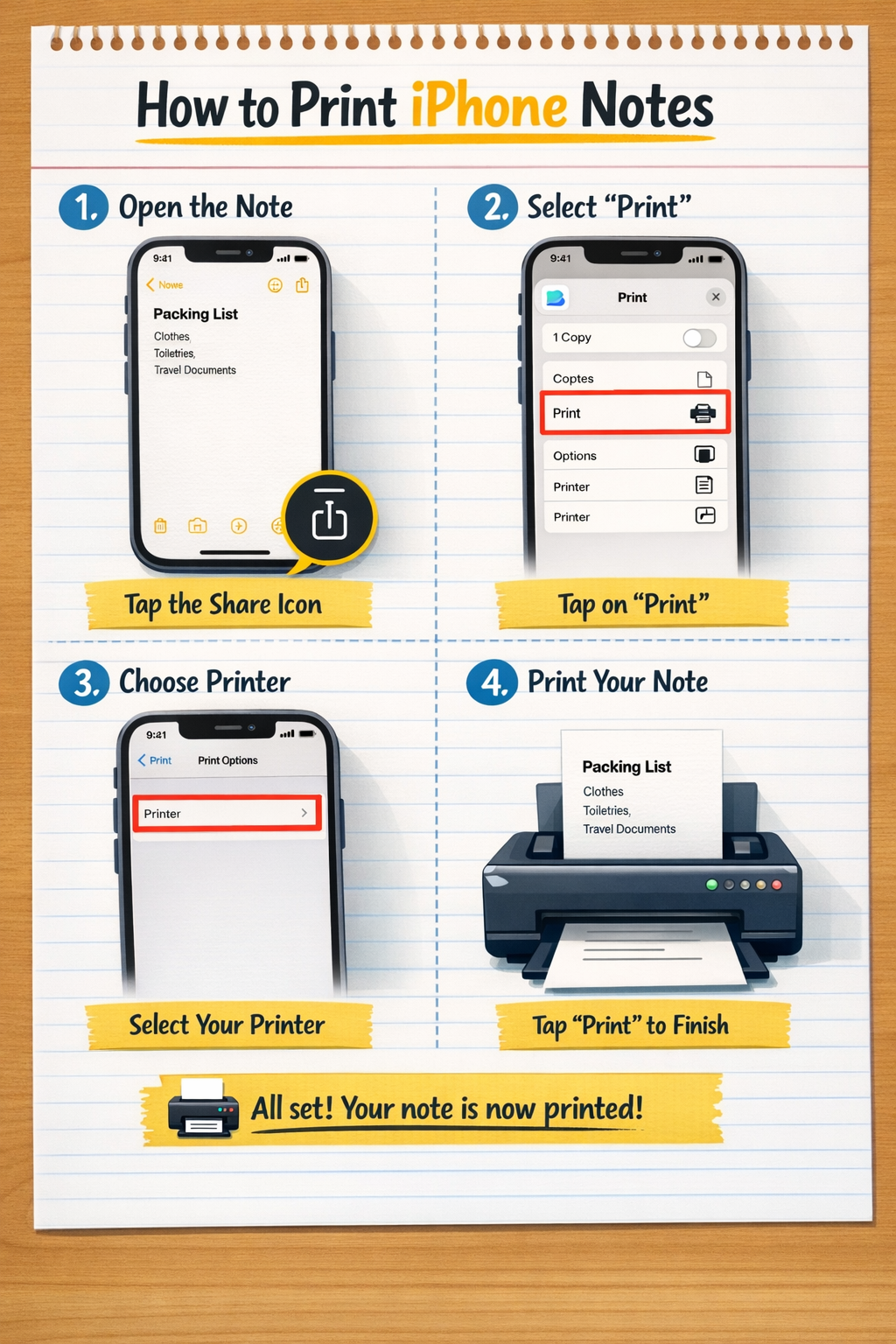 how to print iphone notes