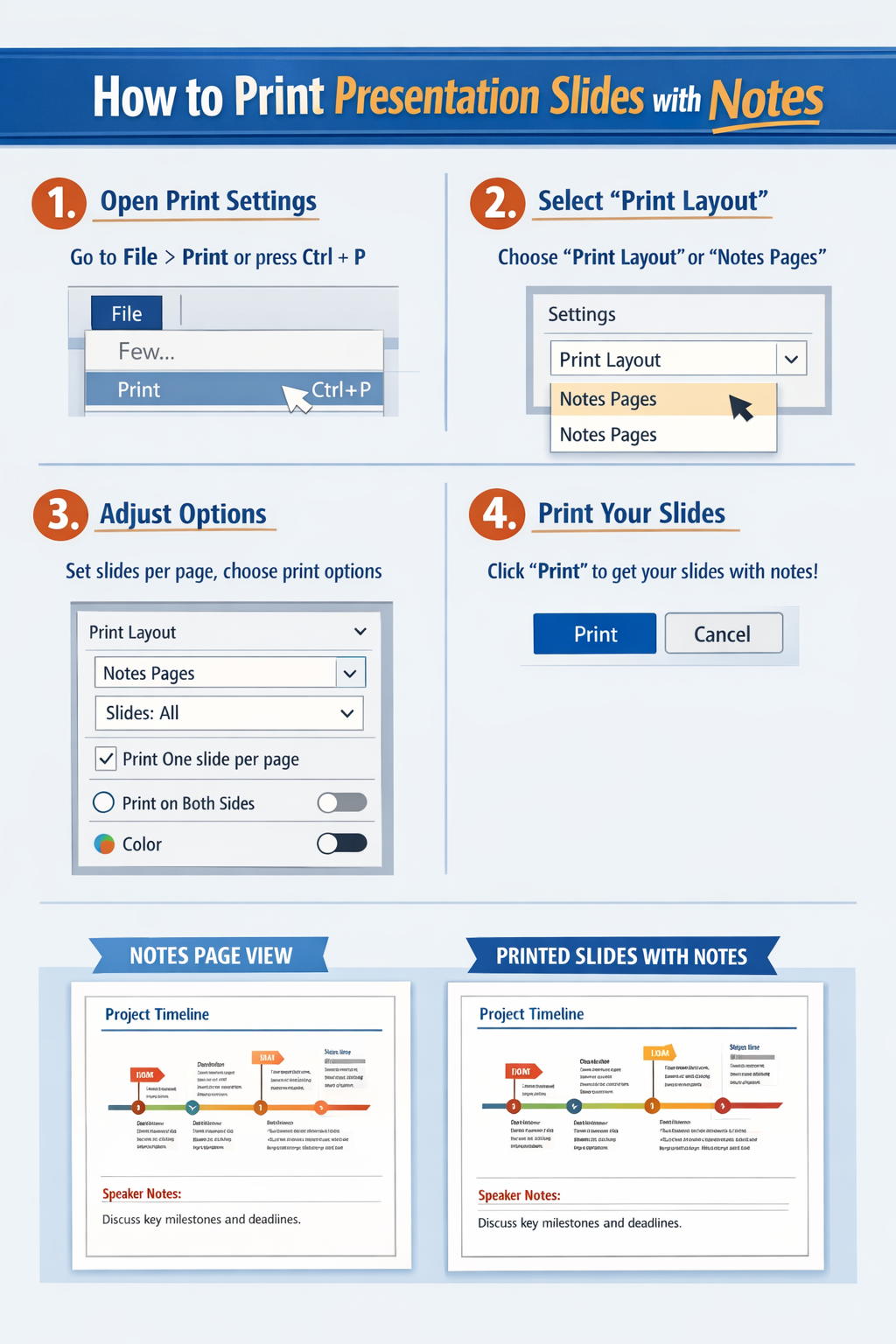 how to print presentation slides with notes