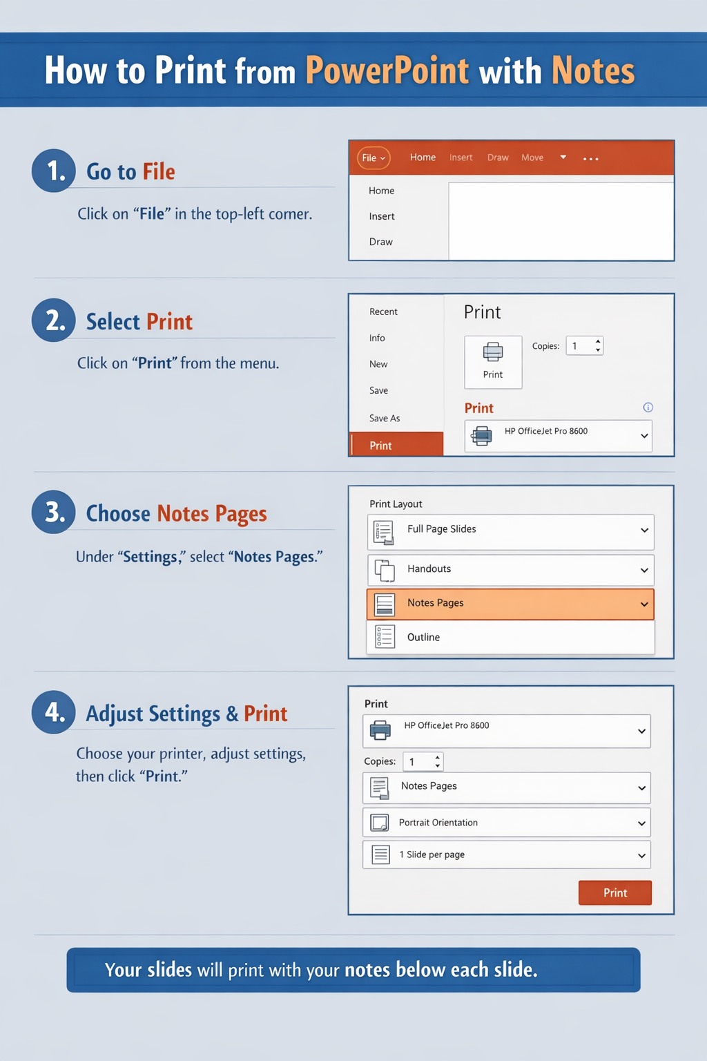 how to print from powerpoint with notes