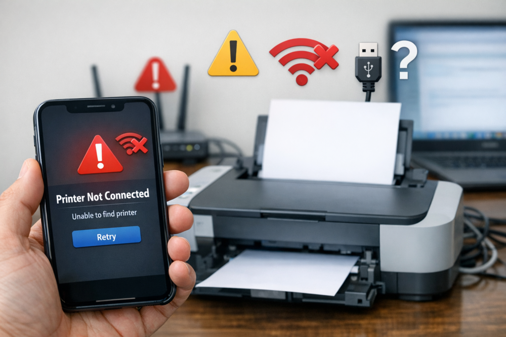 printer connection error warning